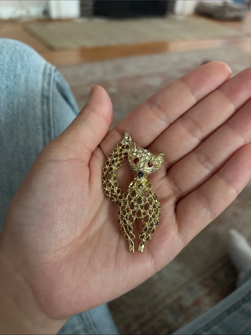 Gold Cat Brooch Pin for Cats Lovers - Gold